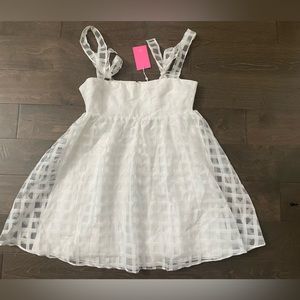 Amanda Uprichard White Organza Babydoll bow tie strap dress - size large